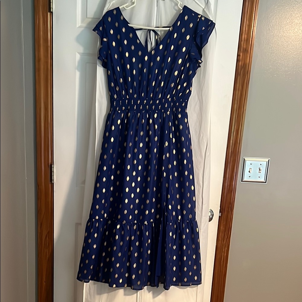 Grace Karin Blue Flutter Sleeve V-Neck Sundress